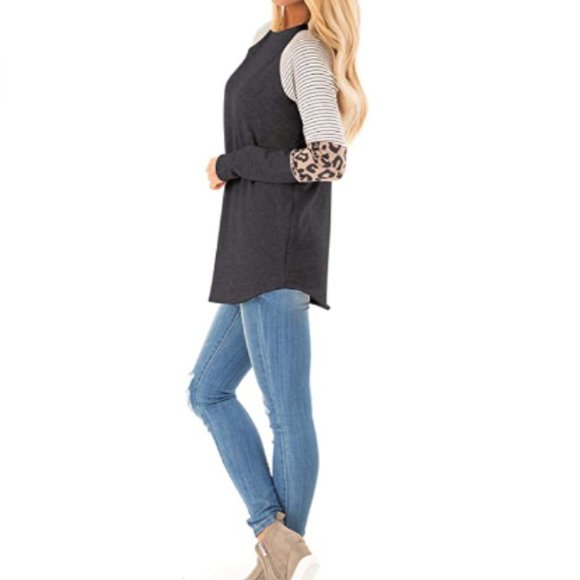 Women Long Sleeve Tunic Blouse Round Neck T Shirt - Picture 2 of 6